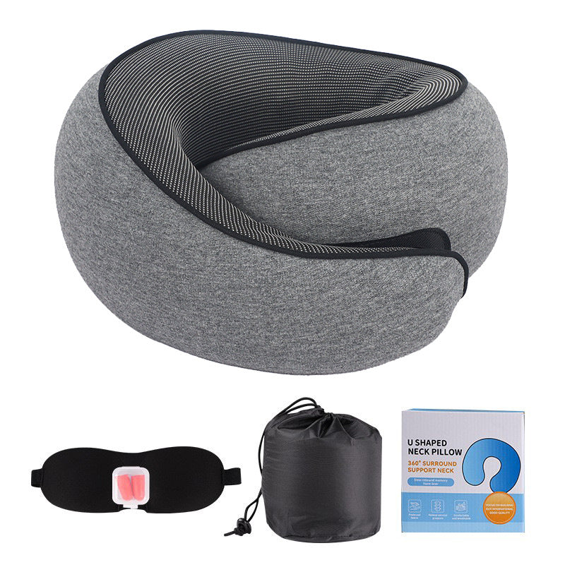 U-shaped Neck Pillow Memory Foam Travel Pillow for Airplane and Office Use, Anti-tilt Design, Essential for Travel