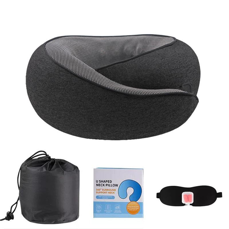 U-shaped Neck Pillow Memory Foam Travel Pillow for Airplane and Office Use, Anti-tilt Design, Essential for Travel