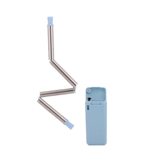 CollaFoldable Straw Collapsible Reusable Metal Stainless Steel Straw Travel Household Drinking Straws Kitchen Bar Accessories