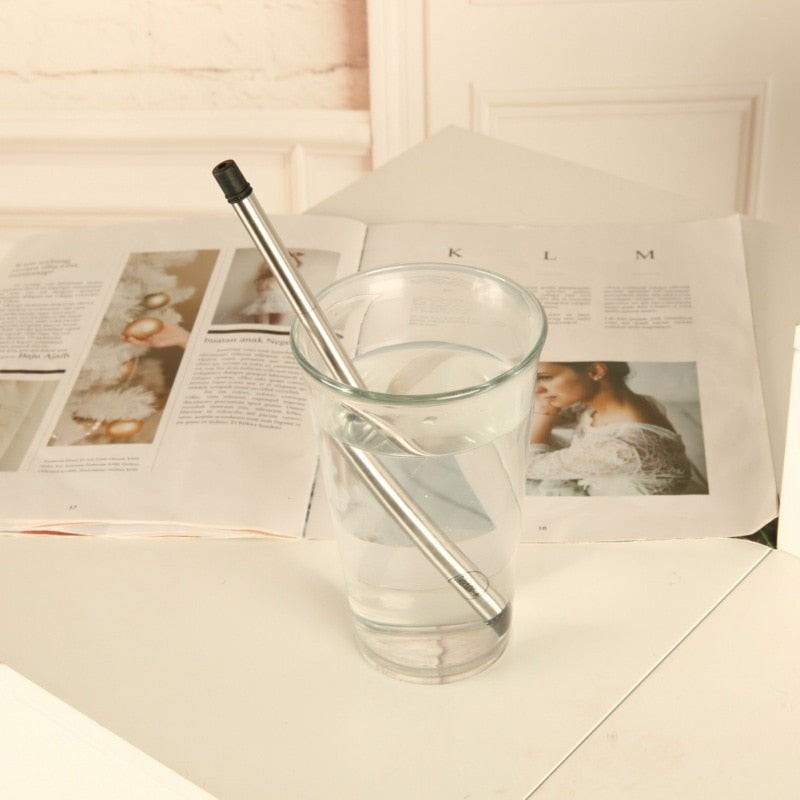 CollaFoldable Straw Collapsible Reusable Metal Stainless Steel Straw Travel Household Drinking Straws Kitchen Bar Accessories