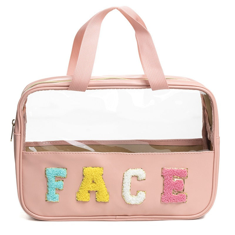 New waterproof large travel toiletries storage bag with fabric embroidery makeup storage handbag