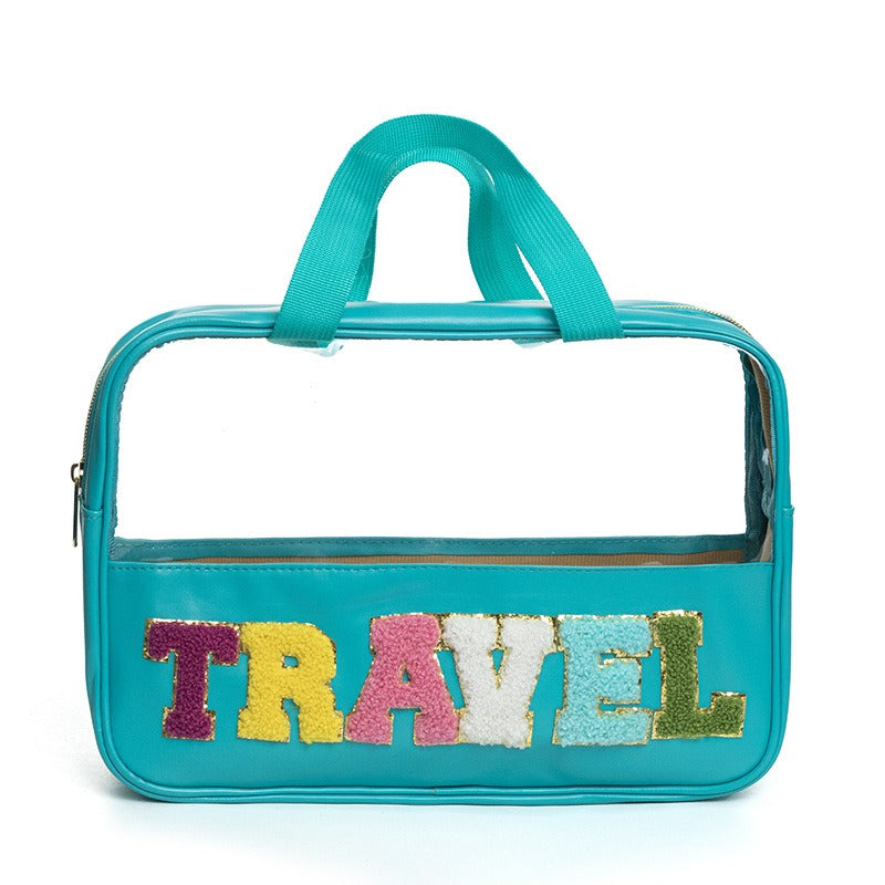New waterproof large travel toiletries storage bag with fabric embroidery makeup storage handbag