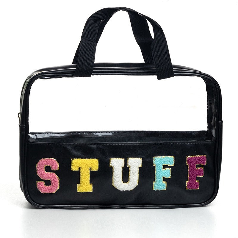 New waterproof large travel toiletries storage bag with fabric embroidery makeup storage handbag