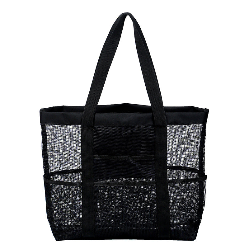 Hollow Pocket Beach Bag Mesh One Shoulder Portable Travel Wash Bag Fitness Swimming Storage Bag