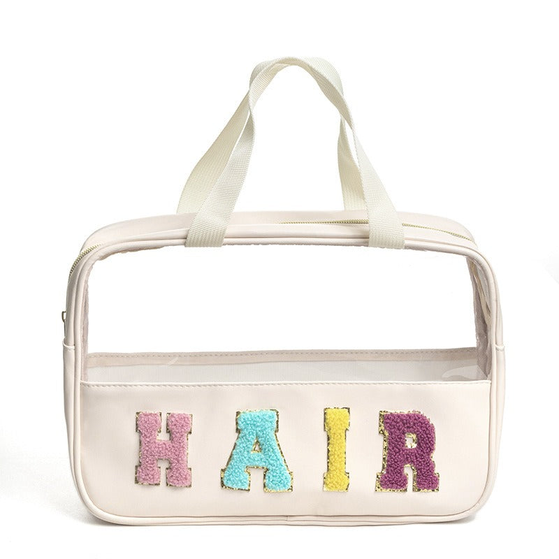 New waterproof large travel toiletries storage bag with fabric embroidery makeup storage handbag