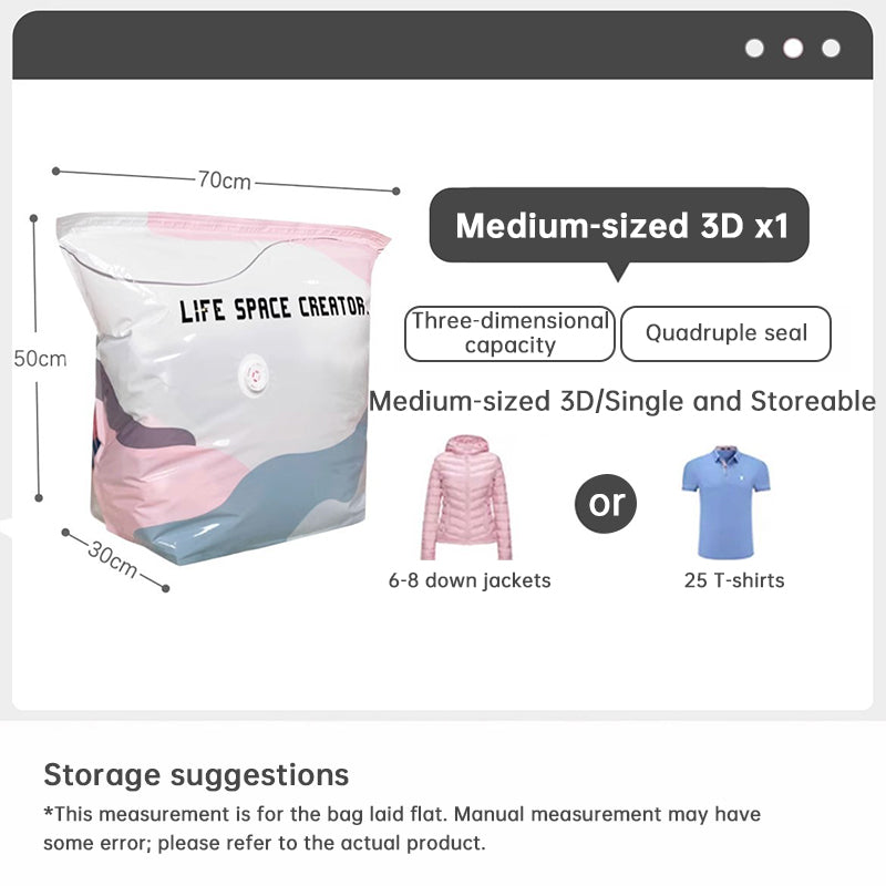 Reusable Vacuum Storage Bags - No Vacuum Needed