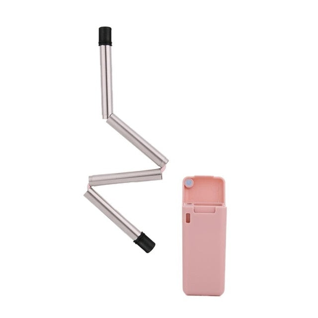 CollaFoldable Straw Collapsible Reusable Metal Stainless Steel Straw Travel Household Drinking Straws Kitchen Bar Accessories