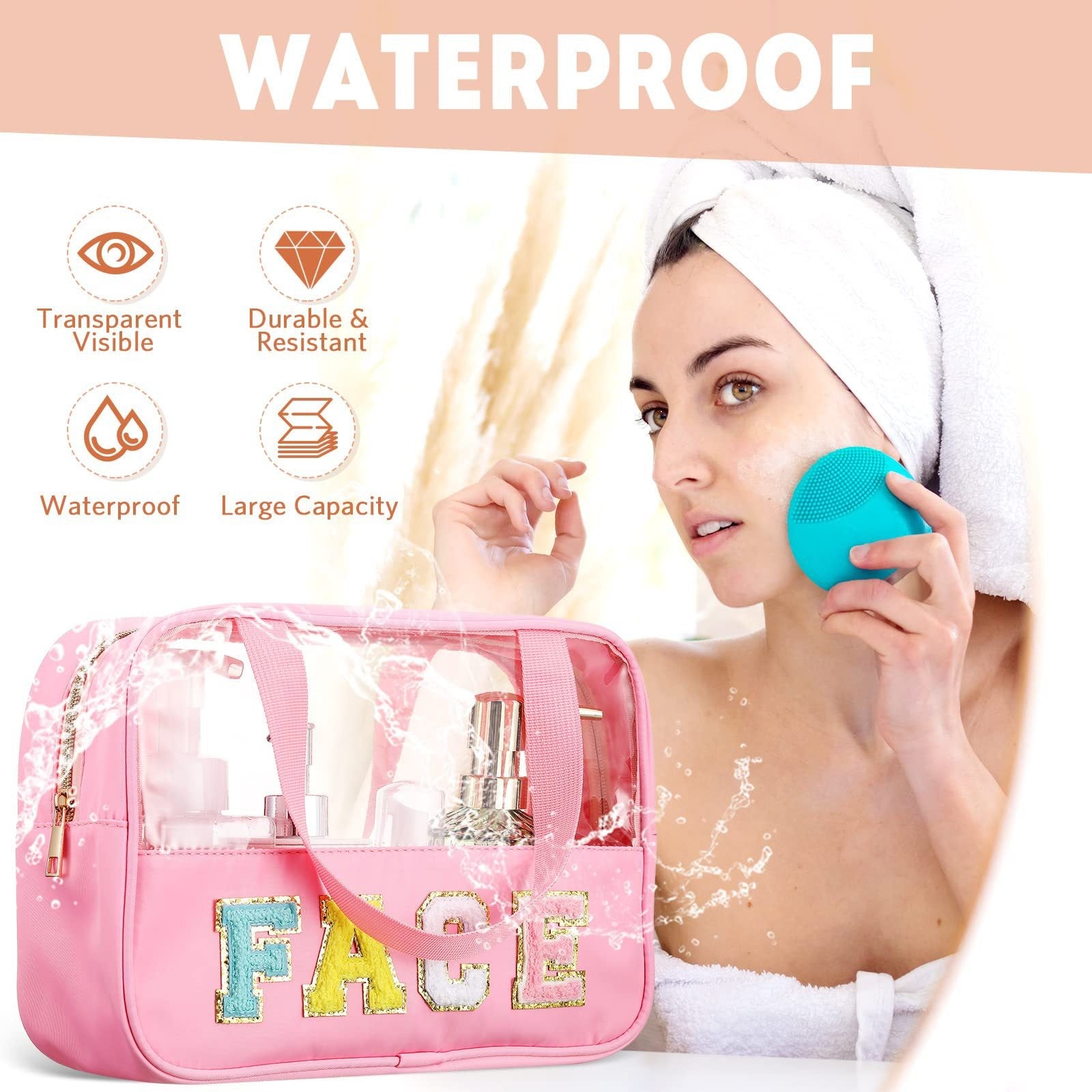 New waterproof large travel toiletries storage bag with fabric embroidery makeup storage handbag