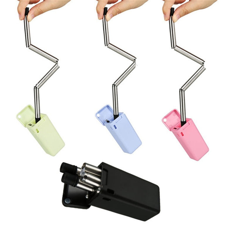 CollaFoldable Straw Collapsible Reusable Metal Stainless Steel Straw Travel Household Drinking Straws Kitchen Bar Accessories