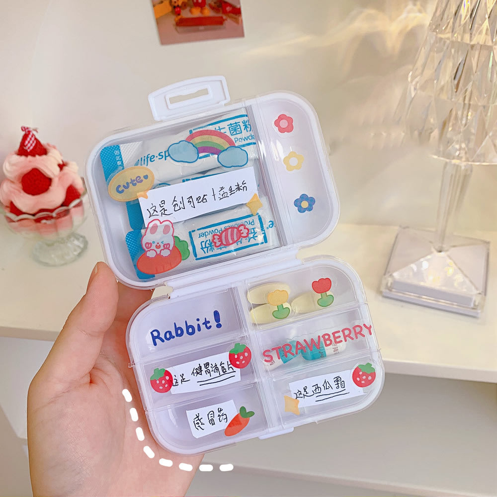 Portable Home Separated Pill Box Travel Mini Box Storage Box Transparent Pill Box Cute Storage Bo