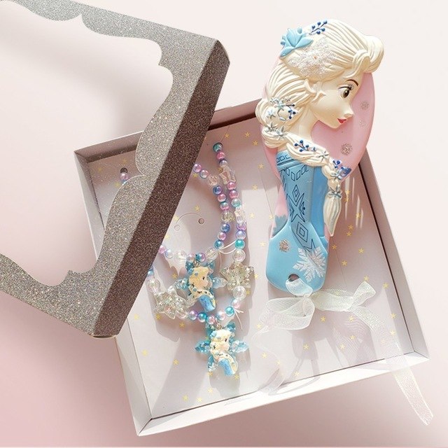 Disney Princess Comb Set Frozen Elsa The Little Mermaid Ariel Cartoon 3D Stereo Air Cushion Comb Girl Accessories Combination