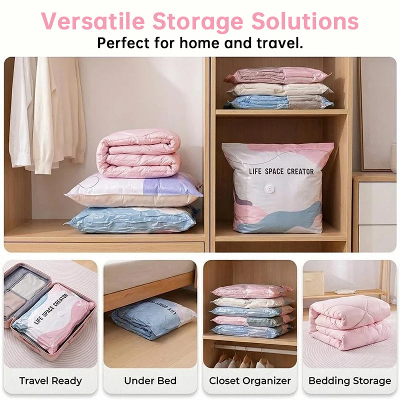 Reusable Vacuum Storage Bags - No Vacuum Needed