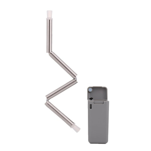 CollaFoldable Straw Collapsible Reusable Metal Stainless Steel Straw Travel Household Drinking Straws Kitchen Bar Accessories